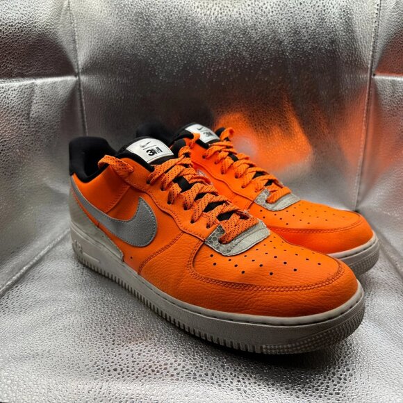 Size 13 Nike Air‎ Force 1 Low 3M Total Orange Mens Lace-Up Athletic Sneaker